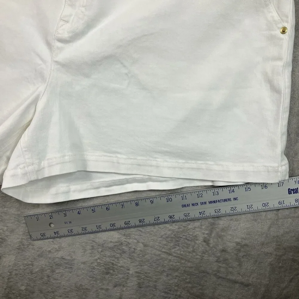 J Crew Shorts Womens 37 Plus White Denim Stacked Button High Rise Stretch CI067